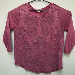 Lucky Brand | Embroidered Distressed Casual Shirt